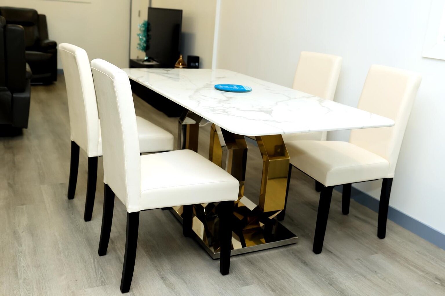 Light-filled dining area with seating for residents
